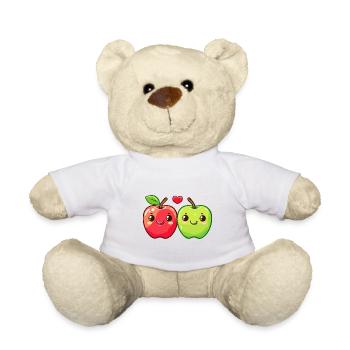 Apple Couple Love Heart Valentine's Day - Teddy Bear - white - Front