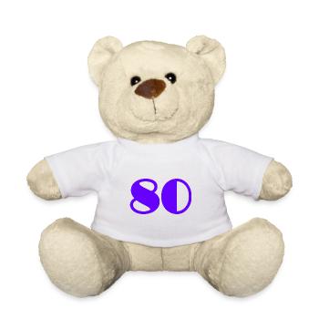 80. 80 ANS. 80e ANNIVERSAIRE. ANNIVERSAIRE 80 ANS. - Nounours - blanc - Devant
