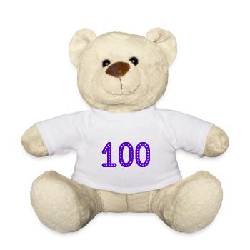 100 ANS. 100e ANNIVERSAIRE. ANNIVERSAIRE 100 ANS. - Nounours - blanc - Devant