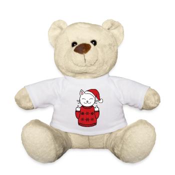 Katze Mittelfinger Weihnachten Geschenk Idee Xmas - Teddy - Weiß - Vorne