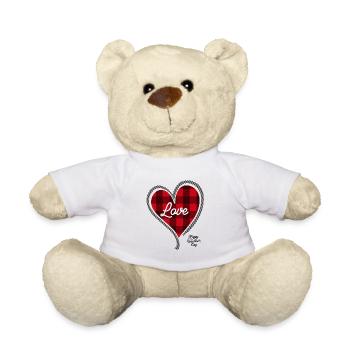 Idées Cadeaux Saint Valentin Coeur Plaid Rouge - Nounours - blanc - Devant