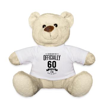 60 ans - Cadeau drôle de 60e anniversaire - Nounours - blanc - Devant