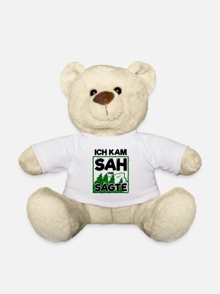 Kettensäge Motorsäge Holzfäller Geschenk - Teddy - Weiß