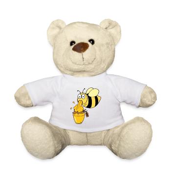 Honigtopf Honigdealer Hobbyimker Biene Bienenflüs - Teddy - Weiß - Vorne