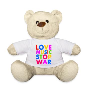 Love music stop war - Teddy Bear - white - Front
