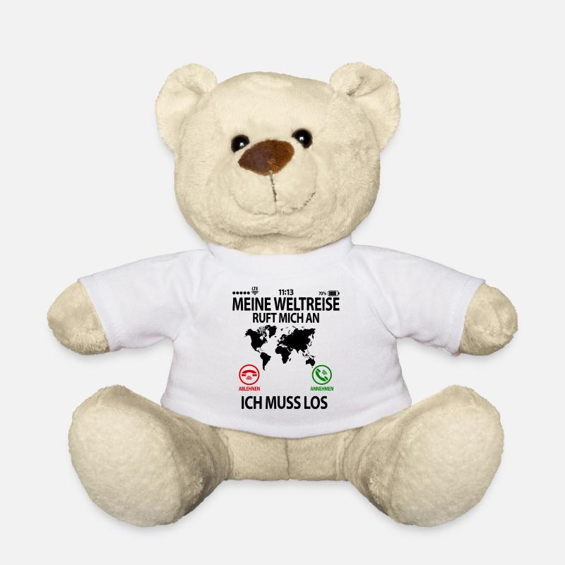 Weltreise Abschied Weltreisende Abschiedsgeschenk - Teddy - Weiß
