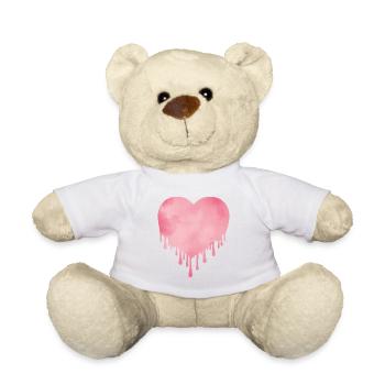 Tropfendes rosa Herz - Teddy - Weiß - Vorne