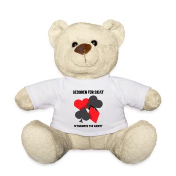 Geboren für Skat gezwungen zur Arbeit - Teddy - Weiß - Vorne