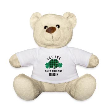 Let The Shenanigans Begin Shamrock St Patricks Day - Teddy Bear - white - Front