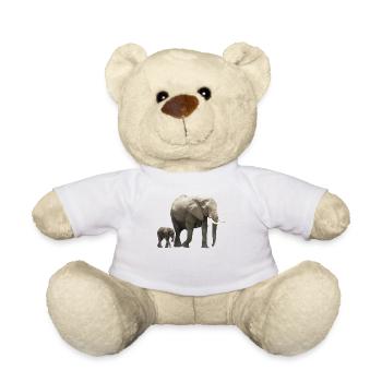 Elfanten-Mama mit Baby - Elefant - Wildtier - Teddy - Weiß - Vorne