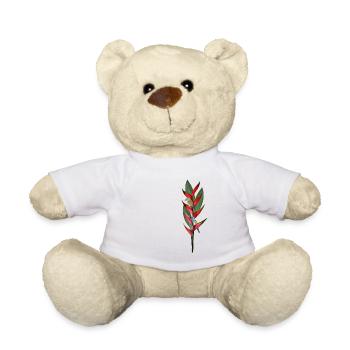 Helconia European roller - tropical flower and birds - Teddy Bear - white - Front