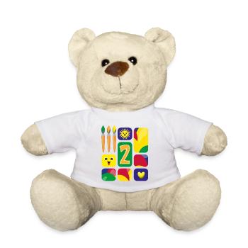 2 / Lustige zwei mit Pinsel zum Geburtstag. - Teddy - Weiß - Vorne