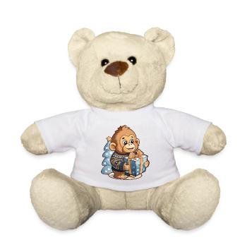 Niedlicher Orang Utan packt Geschenk aus - Teddy - Weiß - Vorne