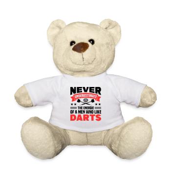 Dart Dartspieler Dartspiel Herren - Teddy - Weiß - Vorne