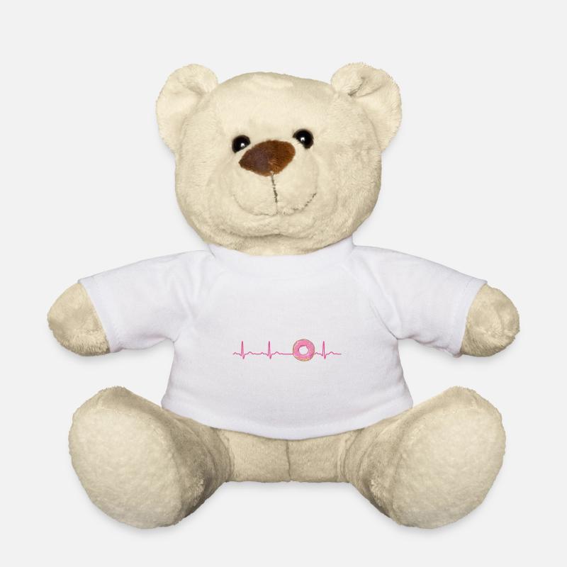 Donut-Herzschlag-EKG-Herzfrequenz-Geschenk-Muffin Lustig - Teddy - Weiß