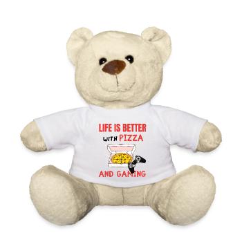 Life is better with pizza and gamble gift - Teddy Bear - white - Front