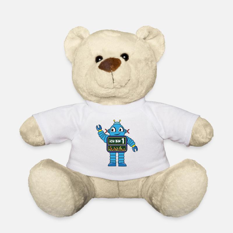 Kleiner Roboter, erster Geburtstag, 1 Jahr - Teddy - Weiß