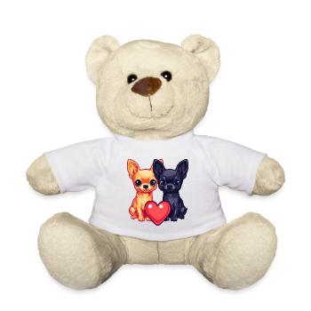 Chihuahua Hunde Paar Verliebt Valentinstag - Teddy - Weiß - Vorne
