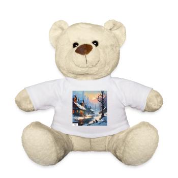 Winter village morning - Teddy Bear - white - Front
