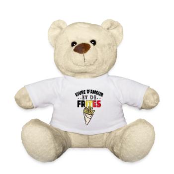 Vivre d'amour et de frites t-shirt belgique - Nounours - blanc - Devant