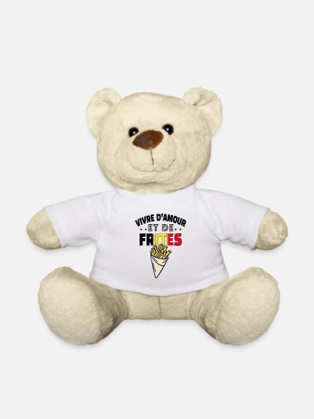 Vivre d'amour et de frites t-shirt belgique - Nounours - blanc
