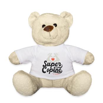 Super copine l unique cadeau copine amie - Nounours - blanc - Devant