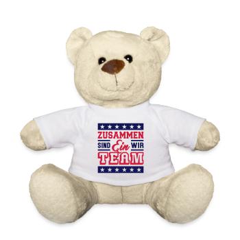 Zusammen ein Team (Schriftzug) - Teddy - Weiß - Vorne