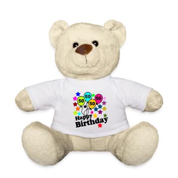 50.Anniversaire , 50 Ans , Joyeux anniversaire (25) - Nounours - blanc - Devant