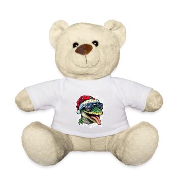 Lézard Noël Drôle - Nounours - blanc - Devant