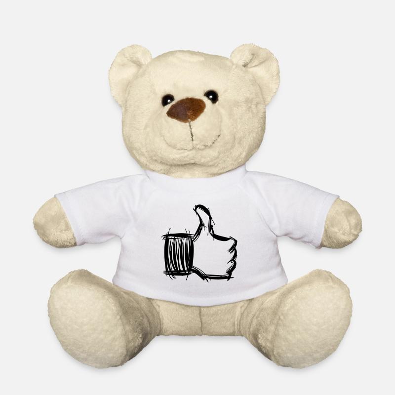 Pouce en haut symbole, dessiné à la main - Nounours - blanc