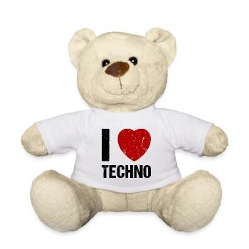 I love Techno Heart Techno House Rave Music - Teddy Bear - white - Front