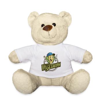 Healthy vegan vegetarian life laughing head of lettuce - Teddy Bear - white - Front