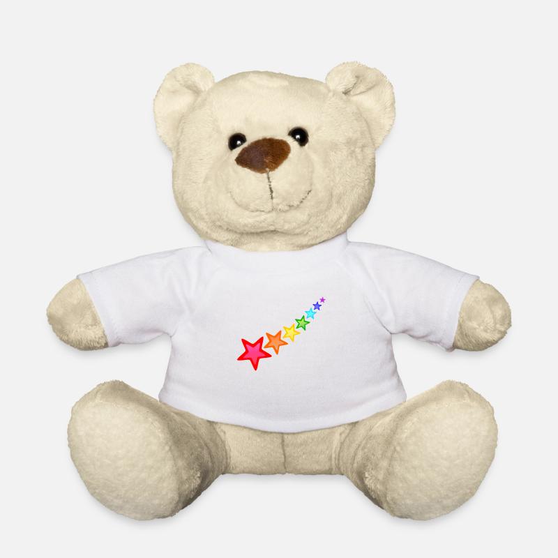 bunte Sterne in Regenbogen Farben - Teddy - Weiß