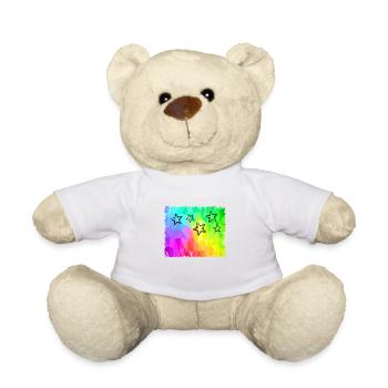 étoiles colorées dégradé arc-en-ciel couleurs - Nounours - blanc - Devant