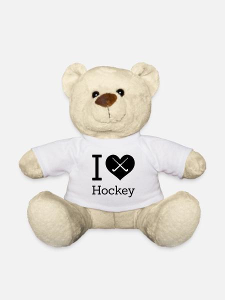 I love hockey I love field hockey hockey sticks - Teddy Bear - white