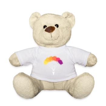 Colorful Paragliding Paraglider Gift - Teddy Bear - white - Front