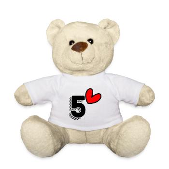 5 JAHRE. 5-jähriges JUBILÄUM. GEBURTSTAG 5 JAHRE. 5 - Teddy - Weiß - Vorne