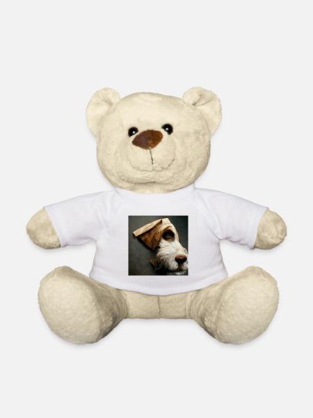 Chien de gravure sur bois - Nounours - blanc