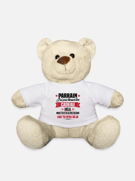 Parrain j'ai pas trouvé ton cadeau, Humour parrain - Nounours - blanc