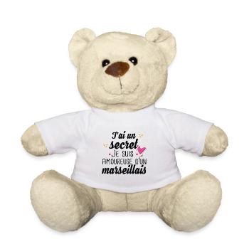 Marseillais Marseille Femme Cadeau Amour Humour - Nounours - blanc - Devant