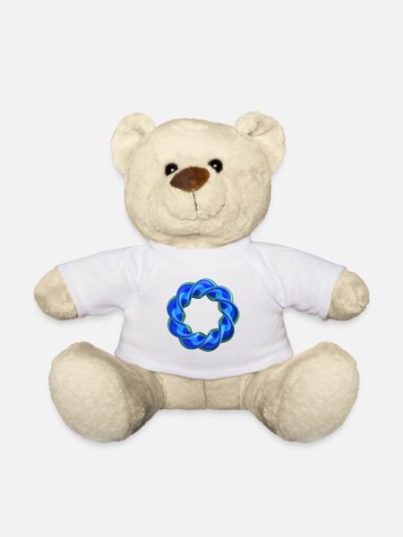 Gedrehter 3D Ring Glas Blau Grün - Teddy - Weiß