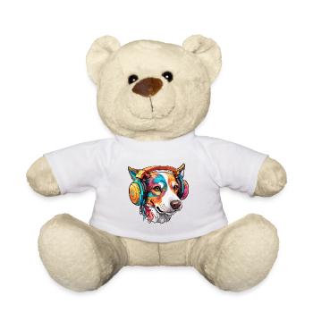 Headphones / Audio / Music / Animal / Dog / Cool - Teddy Bear - white - Front