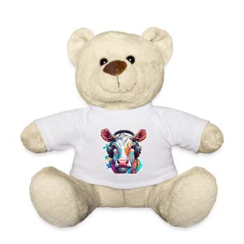 Headphones / Audio / Music / Animal / Cow / Cool - Teddy Bear - white - Front