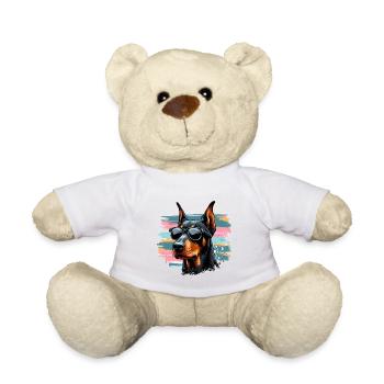 Doberman Puppy Splash Art - Teddy Bear - white - Front
