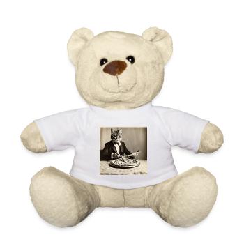 Cat / Animal / Photo / Sepia / Retro / Pizza - Teddy Bear - white - Front