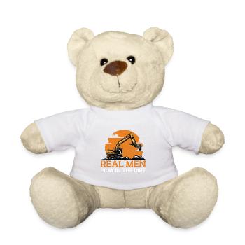 Lustiger Bagger Spruch für Baggerfahrer - Teddy - Weiß - Vorne