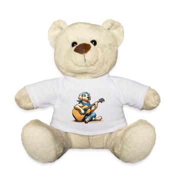 Golden Retriever playing Guitar - Teddy Bear - white - Front