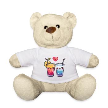 Cocktail Couple Amour Coeur Saint Valentin - Nounours - blanc - Devant