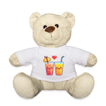 Soft DrinkCouple Love Drink Heart Valentine's Day - Teddy Bear - white - Front