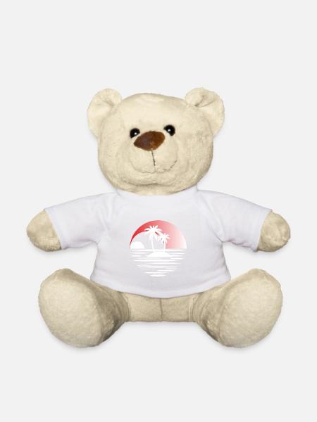 Insel mit Palmen weiss rot - Teddy - Weiß